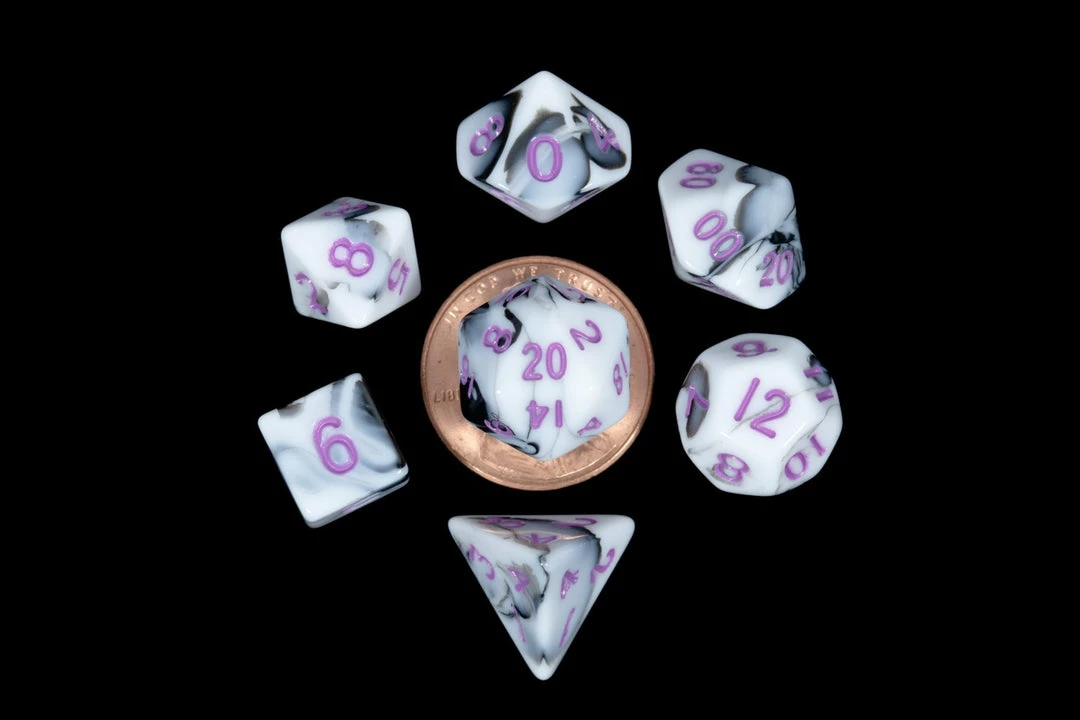 Other Metallic Dice Games Mini Marble/Purple 7ct Polyhedral Dice Set