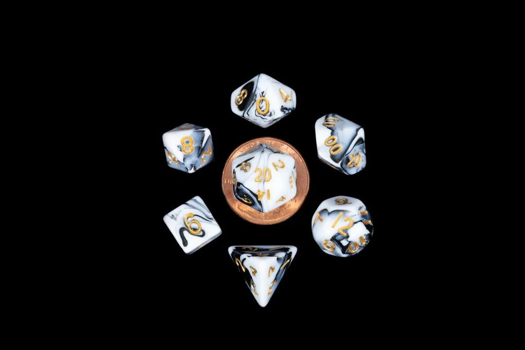 Other Metallic Dice Games Mini Marble/Gold 7ct Polyhedral Dice Set
