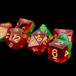 Other Metallic Dice Games Layered Watermelon/Gold 7ct Polyhedral Dice Set