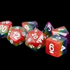 Other Metallic Dice Games Layered Rainbow 7ct Polyhedral Dice Set