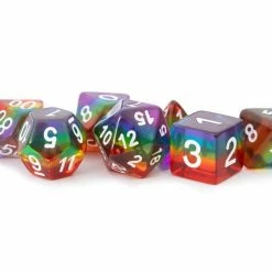 Other Metallic Dice Games Translucent Layered Rainbow 7ct Polyhedral Dice Set