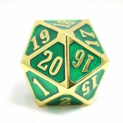 Other Die Hard Dice Metal Spindown D20 Shiny Gold Emerald