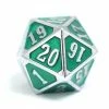 Other Die Hard Dice Metal Spindown D20 Shiny Silver Emerald
