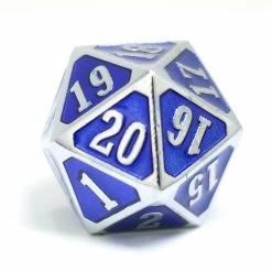 Other Die Hard Dice Metal Spindown D20 Shiny Silver Sapphire