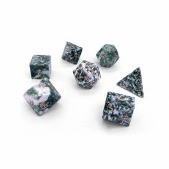 Other Tree Agate Semi-Precious Gemstone 7ct Polyhedral Dice Set