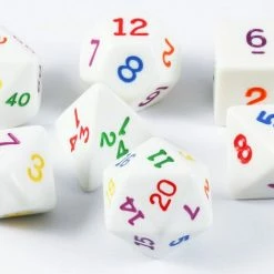 Other Koplow White With Rainbow Ink 7ct Polyhedral Set Dice