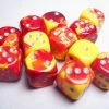 Other Dice Chessex 16mm Gemini Red-Yellow/Silver 12ct D6 Set (26650)