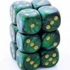 Other Chessex 16mm Scarab Jade/Gold 12ct D6 Set (27615) Dice