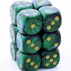 Other Chessex 16mm Scarab Jade/Gold 12ct D6 Set (27615) Dice