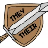 Other Dice Sword & Shield Pronoun Pins: They/Their