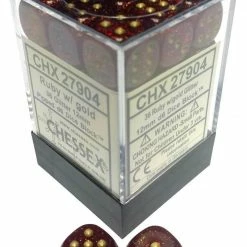 Other Chessex 12mm Glitter Ruby/Gold 36ct D6 Set (27904) Dice