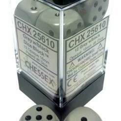 Other Dice Chessex 16mm Opaque Dark Grey/Black 12ct D6 Set (25610)