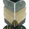 Other Chessex 16mm Opaque Dusty Green/Gold 12ct D6 Set (25615)