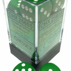 Other Chessex 16mm Opaque Green/White 12ct D6 Set (25605) Dice