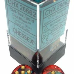 Other Chessex 16mm Gemini Red-Teal/Gold 12ct D6 Set (26662) Dice