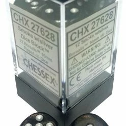 Other Chessex 16mm Borealis Smoke/Silver 12ct D6 Set (27628) Dice
