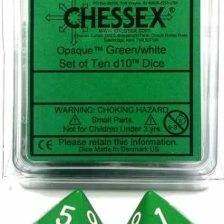 Other Chessex Opaque Green/White 10ct D10 Set (26205) Dice