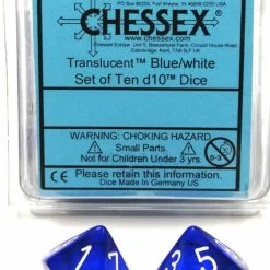 Other Dice Chessex Translucent Blue/White 10ct D10 Set (23276)