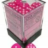 Other Chessex 12mm Opaque Pink/White 36ct D6 Set (25844) Dice
