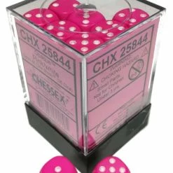 Other Chessex 12mm Opaque Pink/White 36ct D6 Set (25844) Dice