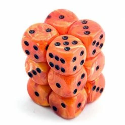 Other Dice Chessex 16mm Vortex Orange/Black 12ct D6 Set (27633)