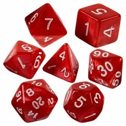 Other Dice Easy Roller Red Marbled 7ct Polyhedral Set With Bag