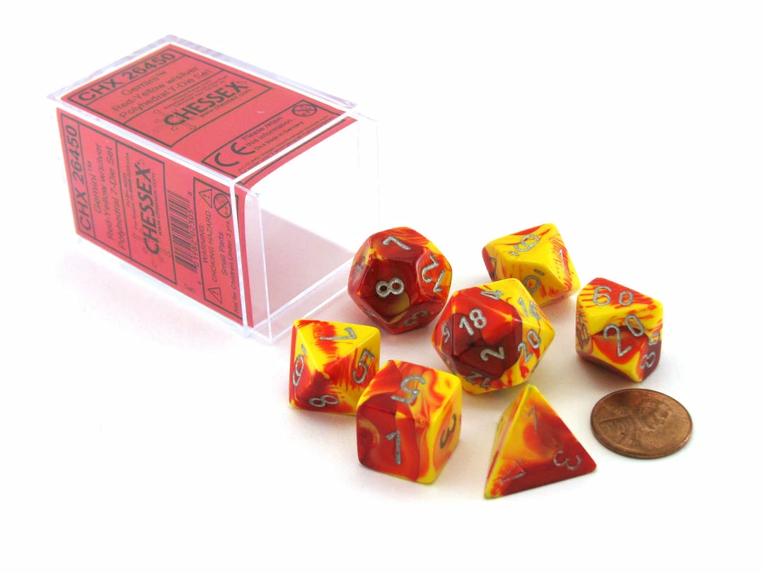Other Chessex Gemini Red-Yellow/Silver 7ct Polyhedral Set (26450)