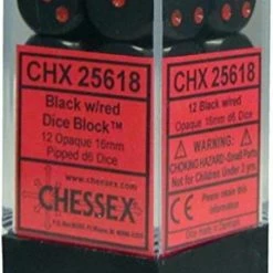 Other Chessex 16mm Opaque Black/Red 12ct D6 Set (25618)