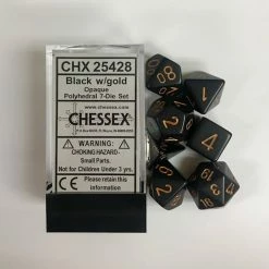 Other Dice Chessex Opaque Black/Gold 7ct Polyhedral Set (25428)