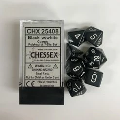 Other Chessex Opaque Black/White 7ct Polyhedral Set (25408) Dice