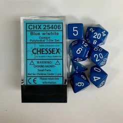 Other Chessex Opaque Blue/White 7ct Polyhedral Set (25406) Dice