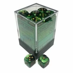 Other Chessex 12mm Gemini Black Green/Gold 36ct D6 Set (26839) Dice
