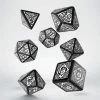 Other Q-Workshop Celtic 3D Revised Black/White 7ct Polyhedral Set Dice