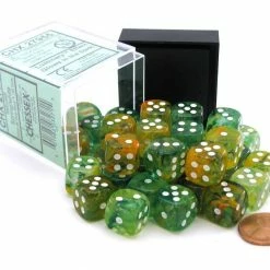 Common Ground Games Dice Chessex 12mm Nebula Spring/White Luminary 36ct D6 Set (27955)