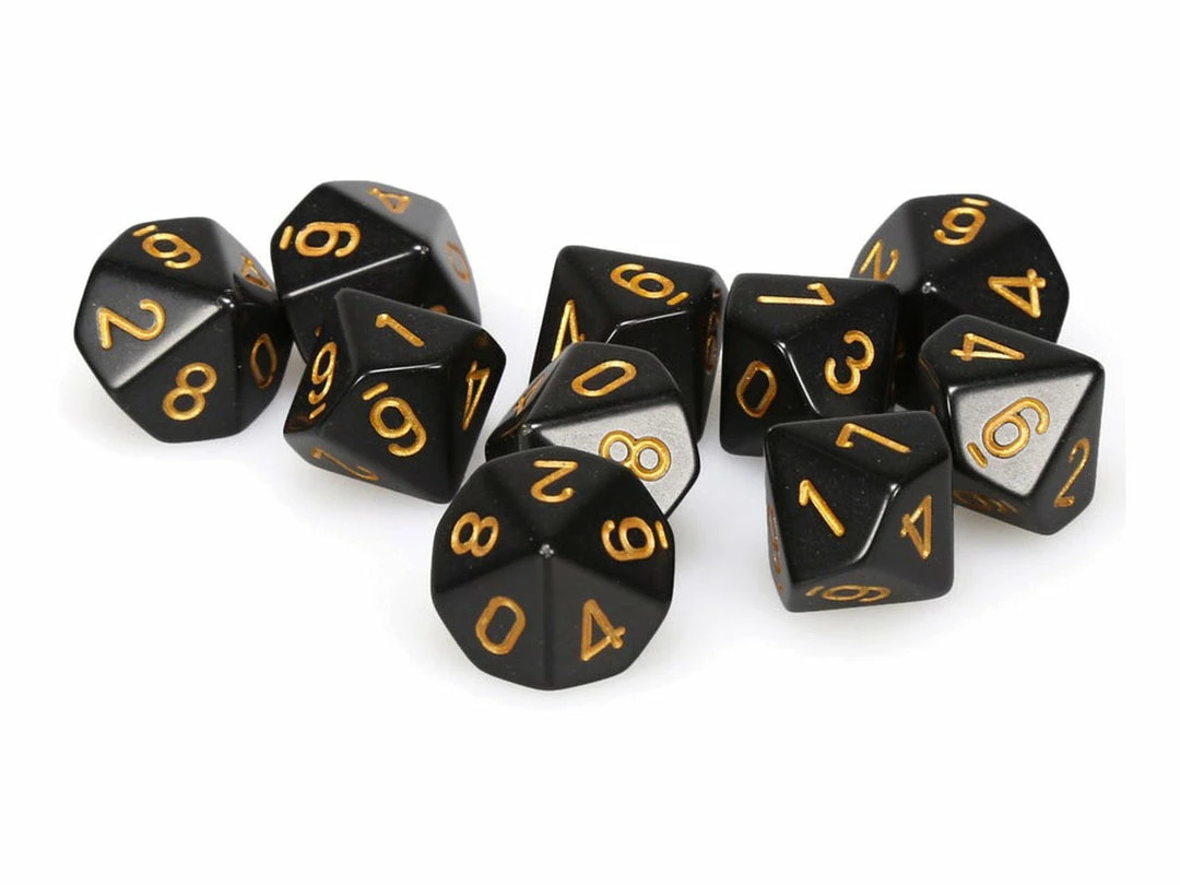 Other Chessex Opaque Black/Gold 10ct D10 Set (25228)