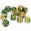 Other Chessex 16mm Gemini Gold-Green/White 12ct D6 Set (26625) Dice