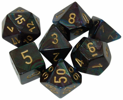 Other Chessex Lustrous Shadow/Gold 7ct Polyhedral Set (27499) Dice