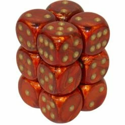 Other Dice Chessex 16mm Scarab Scarlet/Gold 12ct D6 Set (27614)