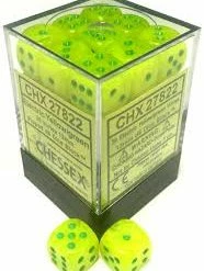 Other Dice Chessex 12mm Vortex Electric Yellow/Green 36ct D6 Set (27822)