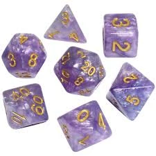 Other Metallic Dice Games Lavender/Gold 7ct Polyhedral Dice Set