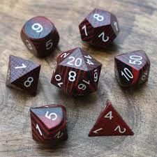 Other Wooden Red And Black Technical 7ct Polyhedral Dice Set