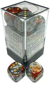 Other Chessex 16mm Gemini Orange-Steel/Gold 12ct D6 Set (26661)
