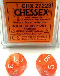 Other Chessex Vortex Solar/White 10ct D10 Set (27223) Dice