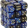 Other Dice Chessex 12mm Gemini Black - Blue/Gold 36ct D6 Set (26835)