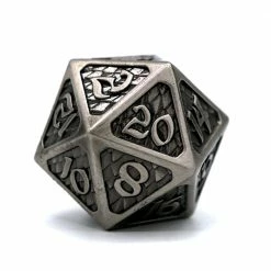 Common Ground Games Die Hard Dice Metal Drakona Eldric Argentum Single D20