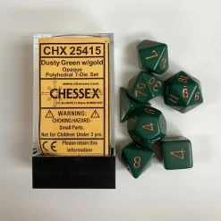 Other Chessex Opaque Dusty Green/Gold 7ct Polyhedral Set (25415) Dice