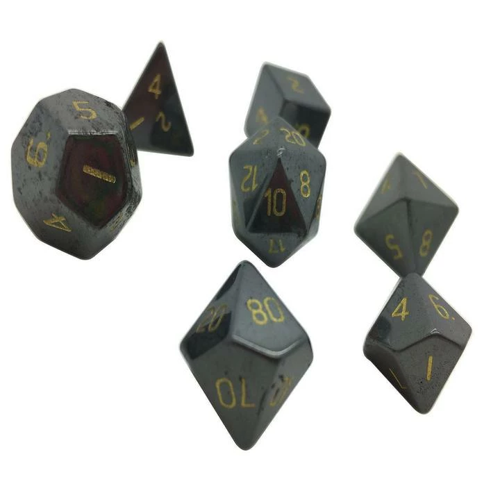 Other Hematite Semi-Precious Gemstone 7ct Polyhedral Dice Set