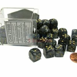 Other Dice Chessex 12mm Lustrous Black/Gold 36ct D6 Set (26822)