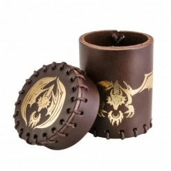 Other Q-Workshop Flying Dragon Brown & Golden Leather Dice Cup