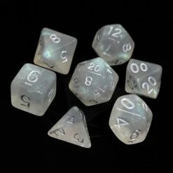 Other Die Hard Dice Glacial Moonstone W/ Silver 7ct Polyhedral Set